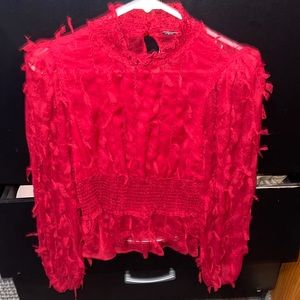 ZARA stylish red top. Great condition, used, comfortable. No rips nothing.